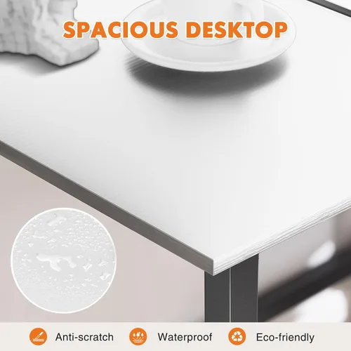 Miniatura 30 de Sweetcrispy Escritorio de oficina pequeño para computadora de 32 pulgadas, para estudiar, escribir, trabajar con marco de metal, mesa de madera