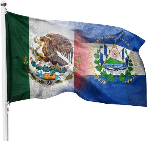 Bandera de México El Salvador - 3x5 pies de nailon, uso en exteriores e interiores