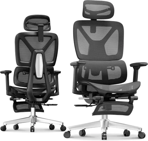 Miniatura 17 de FLEXISPOT ErgoX Premium - Silla de Oficina Ergonómica Premium con Reposapiés - Reposabrazos 3D Ajustables, Soporte Lumbar Dinámico, Función de Crema