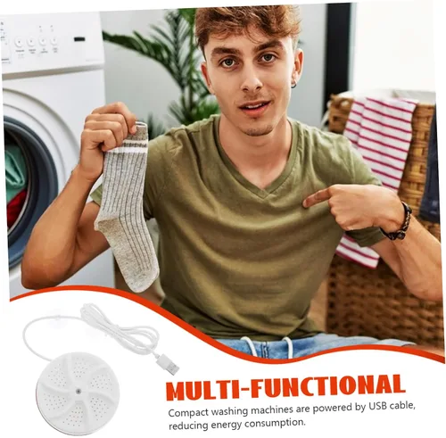 Miniatura 8 de Lurrose Mini lavadora portátil con alimentación USB, mini lavadora portátil para ropa interior, calcetines, turbo lavado para dormitorio, viajes