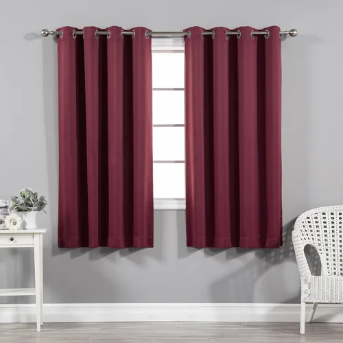 Miniatura 26 de Best Home Fashion Cortinas opacas con aislamiento térmico, ojales de acero inoxidable y níquel, color rosa bebé, 52 pulgadas de ancho x 63 pulgadas