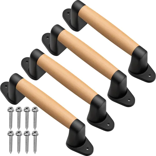 Miniatura 12 de SELEWARE Manija de madera para puerta de granero de 9 pulgadas, para valla, puerta de granero, armario, cobertizos para puertas correderas, Soportes