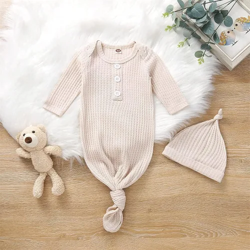 Miniatura 3 de Twopumpkin Vestido de bebé anudado para recién nacido, niño o niña, traje de dormir unisex, recién nacido, bebé, conjunto de pijamas de invierno