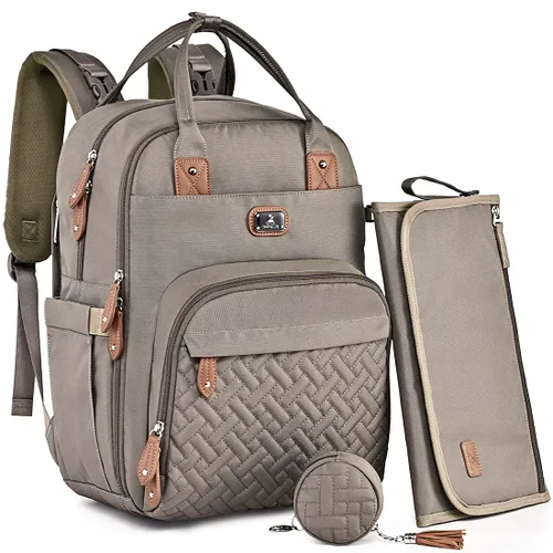 Dikaslon Mochila para pañales con cambiador portátil, funda para chupete y correas para cochecito, bolsas de bebé unisex grandes para niños y niñas,