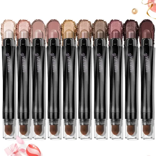 Miniatura 40 de 10 barras de sombra de ojos, brillo y neutro, color rosa champán, metálico, lápiz de sombra de ojos color crema con resistente a las manchas y al