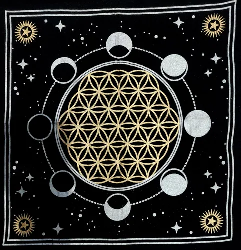 Miniatura 5 de Mantel de altar dorado con diseño de búho salvaje, diseño de brujería y búho salvaje, mantel cuadrado Wicca Wicca espiritual sagrado para mesa Fases