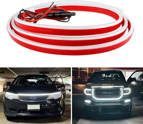 Miniatura 8 de DREAMIZER Tira de luz LED de 94" RGB para capó de coche, tira de luz LED multicolor exterior, luces LED dinámicas impermeables y flexibles