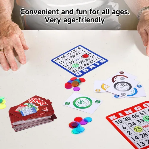 Miniatura 5 de GSE Games & Sports Expert Juego completo de bingo con 50 tarjetas de bingo, 500 fichas, cubierta de tarjetas de llamada, juego divertido de fiesta