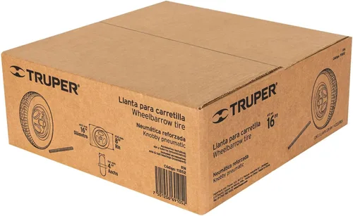 Miniatura 5 de Truper Conjunto de neumático y llanta de carretilla reforzada de 16 pulgadas, incluye eje y rodamientos industriales, rueda de repuesto resistente