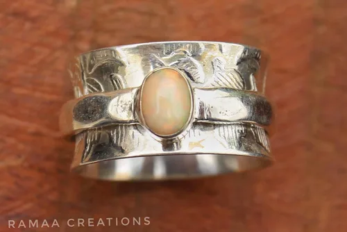 Miniatura 6 de Ethiopian Opal Spinner Ring Anxiety Silver Spinner Ring Fidget Spinner Ring For Women Handmade Spinner Ring Sterling Silver 925