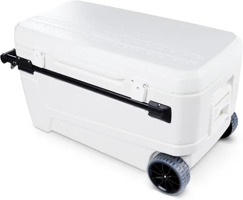 Igloo Maxcold Glide - Hielera con ruedas de 110 cuartos de galón | Cofre de hielo rígido aislado Blanco 168-Can