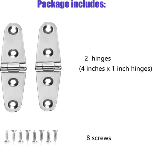 Miniatura 6 de Bisagras de barco resistentes de acero inoxidable de grado marino, 4 pulgadas x 1 pulgada (4.016 in x 1.024 in), sin ruido, acero inoxidable 316