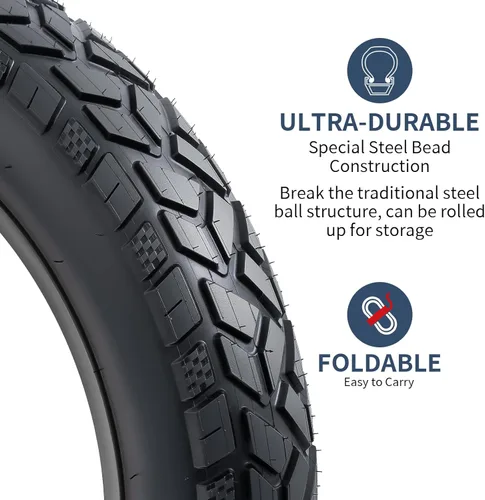 Miniatura 3 de 26x4 Fat E-Bike Tires-Heavy Duty, High-Performance 26 x 4.0/102-559 and Bike Tubes Compatible with 26x4.0 Electric Bike, MTB, Mountain, All-Terrain