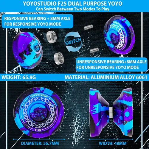 Miniatura 3 de YOYOSTUDIO Yoyo giratorio de dedo F25 para niños de 8 a 12 años y adultos, Yoyo profesional de doble propósito para todos los jugadores, yoyos