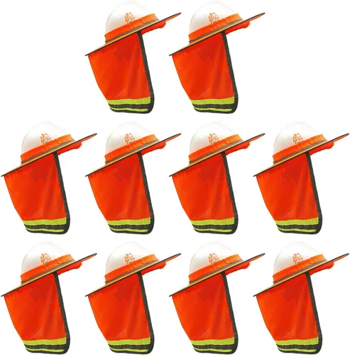 Miniatura 14 de WOLF Industrial Products Sombrero Duro de Alta Visibilidad Naranja Reflectante de Ala Completa con Visera de Malla y Protección para el Cuello