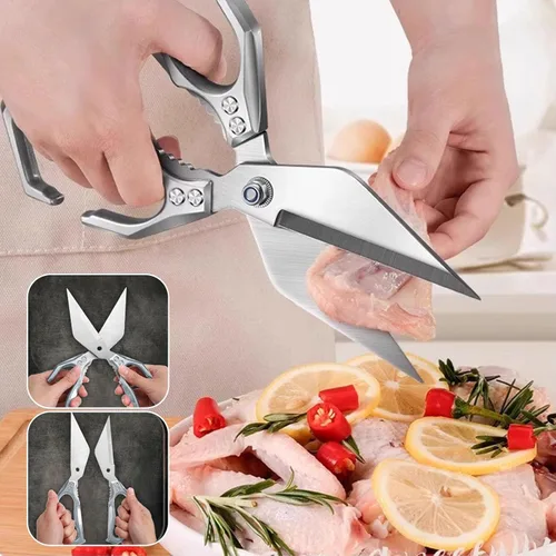 Miniatura 6 de Tijeras de cocina multiusos, tijeras de cocina multifuncionales de alta resistencia, aptas para lavavajillas, acero inoxidable, tijeras de cocina