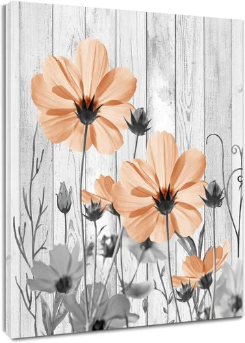 Miniatura 9 de MEUNEAR Lienzo decorativo de pared con flores silvestres rosas y grises para sala de estar, pintura abstracta de plantas rústicas para dormitorio