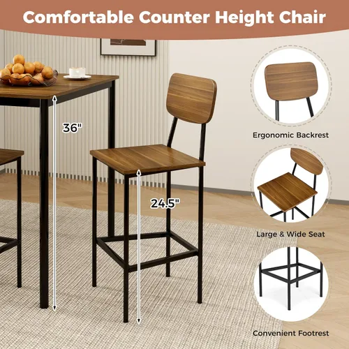 Miniatura 3 de GOFLAME Juego de mesa de comedor de 5 piezas para espacios pequeños, mesa de cocina y sillas para 4 personas con marco de acero, juego de mesa