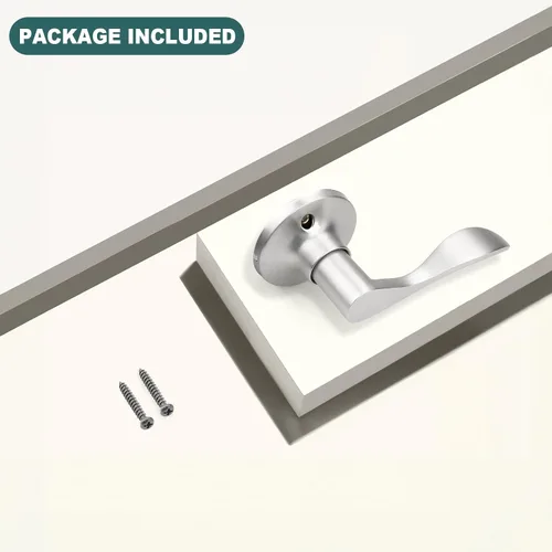 Miniatura 7 de GOBEKOR Paquete de 6 manijas de puerta de níquel satinado para diestros, palancas interiores sin giro, manija de puerta de armario