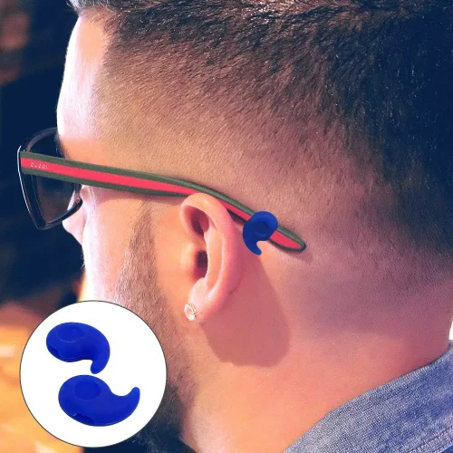 Miniatura 6 de SENHAI Paquete de 6 correas de silicona antideslizantes para lentes con 6 pares de ganchos de agarre para las orejas, soporte suave para lentes