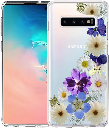 Miniatura 8 de Unov Funda para Galaxy S10, transparente con diseño, ajuste delgado, buen agarre, funda de teléfono en relieve, cubierta protectora a prueba