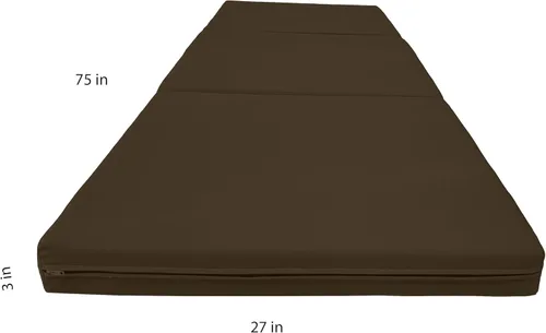 Miniatura 2 de D&D Futon Furniture Camas de espuma triple marrón de 3 x 27 x 75 pulgadas, cama triple plegable, espuma de alta densidad, 1.8 libras
