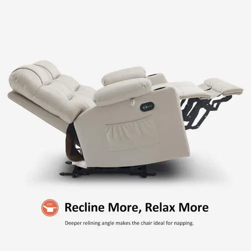 Miniatura 5 de MCombo Sofá reclinable eléctrico de gravedad cero de 56.3 pulgadas con masaje de calor y vibración, sofá biplaza reclinable con puertos USB, Gris