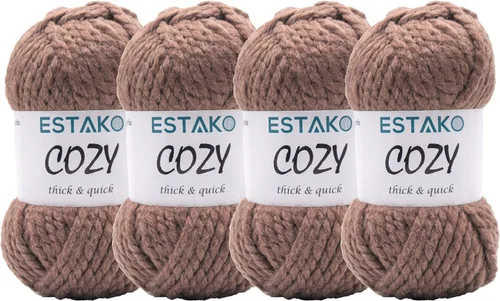 Miniatura 46 de Estako Cozy Thick & Quick Yarn - Hilo acogedor grueso y rápido, 20% lana, 80% acrílico, suave, súper voluminoso, peso #6, para tejer y hacer 50187