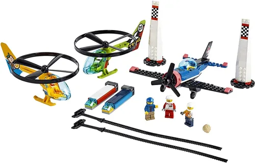 Miniatura 4 de LEGO City Air Race 60260 - Helicóptero volador de juguete, incluye 2 helicópteros Ripcord, juguete de avión de acrobacias, 2 pilones, más Rivera