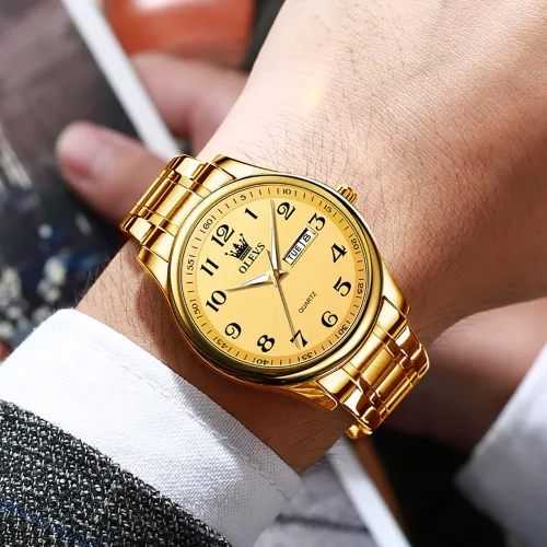 Miniatura 8 de OLEVS Reloj para hombre vestido de negocios diamante analógico cuarzo fecha lujo clásico acero inoxidable impermeable luminoso dos tonos reloj