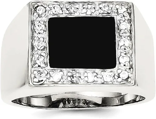 Miniatura 9 de Anillo de plata de ley 925 para hombre con circonita cúbica y ónix negro
