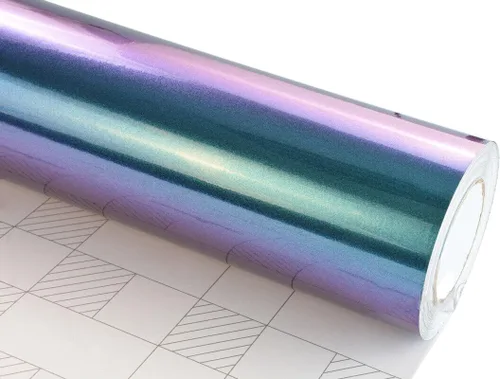 Miniatura 2 de LZLRUN Adhesivo de vinilo brillante brillante de color azul camaleón a morado con purpurina para interior del automóvil, lámina de cambio