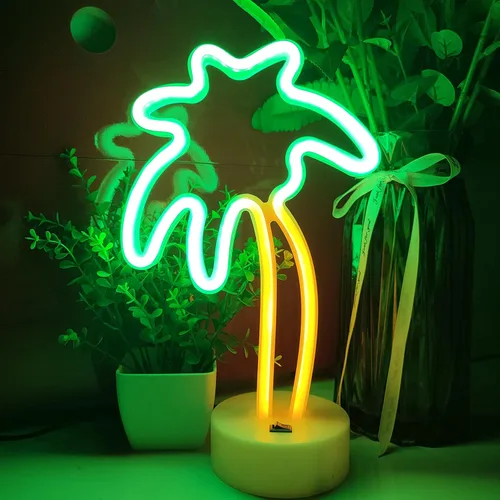 JYWJ Letreros de neón con base de soporte, luz de neón alimentada por USB o 3 pilas AA, decoración LED de pared de escritorio, varias fiestas,