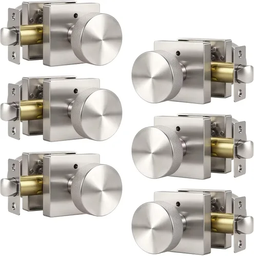 Miniatura 19 de Knobonly Paquete de 6 pomos de puerta negros para dormitorio y baño, pomos de puerta de privacidad interiores con cerradura, pomos de puerta