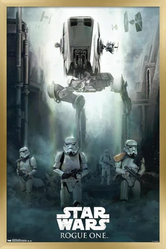 Miniatura 14 de Trends International Star Wars: Rogue One - Póster de pared de asedio, 14.725 x 22.375 pulgadas, versión enmarcada de madera de granero