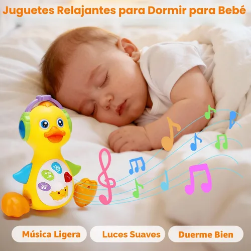 Miniatura 4 de Tsomtto Juguete musical de pato iluminado para bebé, juguetes para bebés de 0-3-6-9-12 meses, juguetes de aprendizaje para bebés recién nacidos