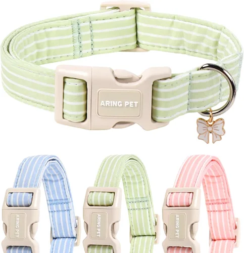 Miniatura 21 de Aring Pet Collar de algodón, ligero y ajustable, con hebilla de liberación rápida para perros pequeños, medianos y grandes, para cachorros, S