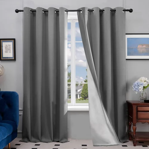 Miniatura 37 de Deconovo - Cortinas opacas para dormitorio con ojales, cortinas sólidas con aislamiento térmico, bloquean el calor, oscurecen la habitación, ahorran