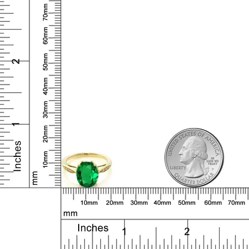 Miniatura 52 de Gem Stone King Anillo de compromiso de oro amarillo de 14 quilates de 2-3 quilates con piedra preciosa ovalada de 0.394 x 0.315 in y diamantes