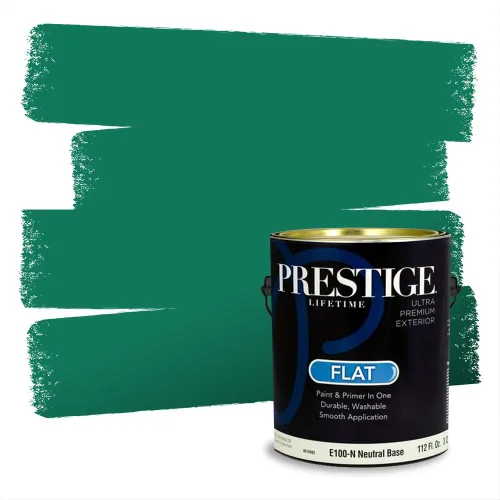 Miniatura 271 de Prestige Paints - Pintura exterior e imprimación en uno, 1 galón, plano, compatibilidad comparable con el color menta «Whipped Mint» de Behr