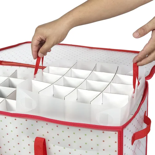 Miniatura 3 de Sattiyrch Caja de almacenamiento de plástico para adornos de Navidad con bandejas, divisores personalizables, soporte organizador de adornos