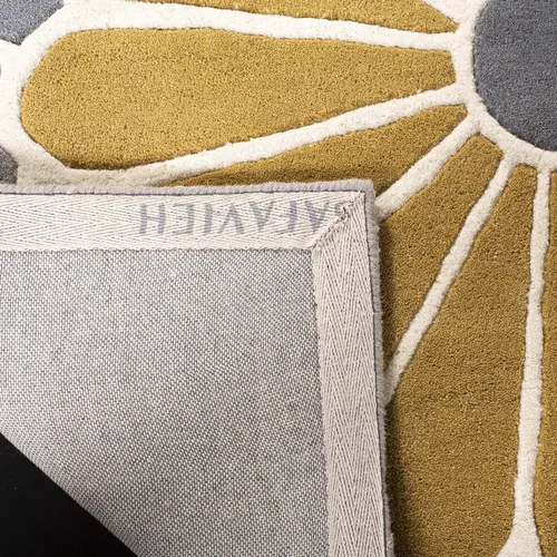 Miniatura 5 de SAFAVIEH Soho Collection SOH705A - Alfombra decorativa hecha a mano de lana y viscosa de 2 x 3 pies, color gris y amarillo