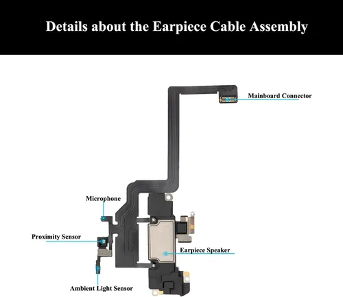 Miniatura 4 de Para iPhone 11 Auricular Reemplazo de altavoz y auricular Pieza de oído Sensor de luz de proximidad Cable flexible con herramientas de reparación