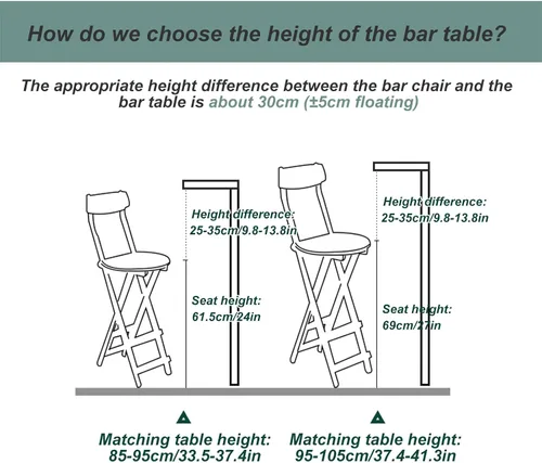 Miniatura 3 de Taburetes de bar plegables de bambú para el desayuno, taburete de cocina de 24 pulgadas/27 pulgadas con respaldo, silla alta de madera plegable
