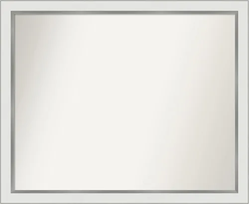 Miniatura 356 de Amanti Art Espejo de baño blanco para sobre el fregadero, 30 x 35 pulgadas, espejo de tocador rectangular estrecho de Eva de oro blanco, marco