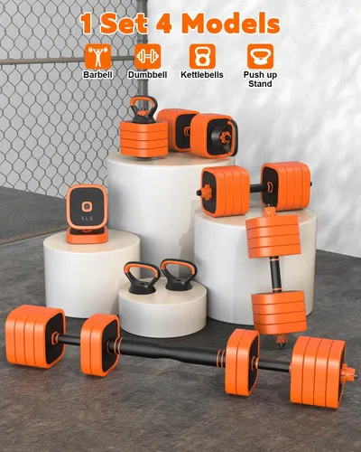 Miniatura 2 de Rendpas Juego de mancuernas ajustables, 45/65/85 libras, juego de pesas libres con conector, juego de mancuernas 4 en 1 para entrenamiento en casa