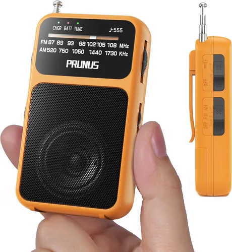 Miniatura 7 de PRUNUS J-555 - Radio de Bolsillo AM FM con Carga USB-C y Batería, Excelente Recepción y Altavoz Claro con Conector para Auriculares, Clip Posterior