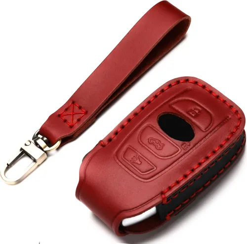 Miniatura 7 de Funda de cuero para llavero compatible con Subaru, control remoto sin llave, Forester Impreza Outback WRX BRZ Legacy y XV Crosstrek, etc. (A-Negro)