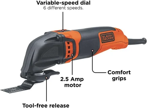 Miniatura 2 de Black & Decker BD200MTB multiherramienta oscilante de velocidad variable, 2.5 A