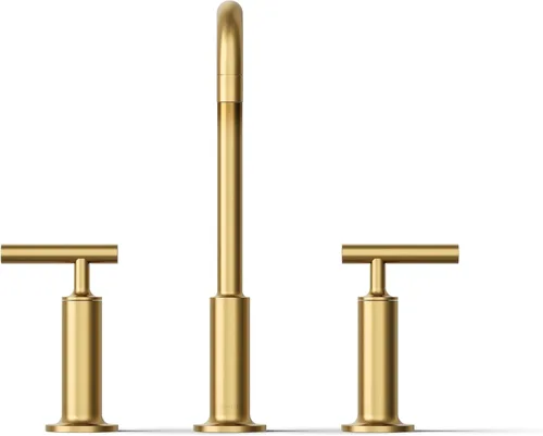 Miniatura 9 de KOHLER K-14408-4-2MB Purist - Grifo de lavabo de baño generalizado, 3 agujeros, manijas de palanca alta generalizadas y boquilla de cuello de cisne